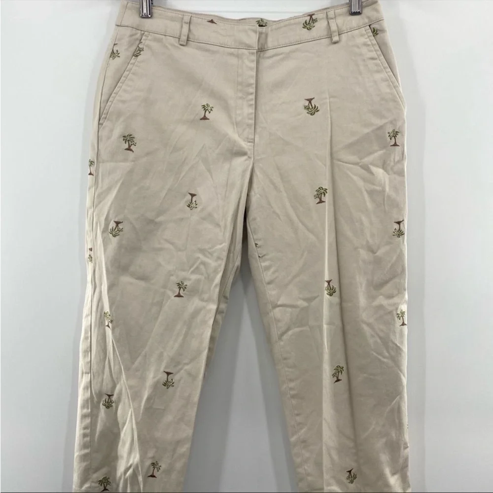 Briggs New York Palm Tree Embroidery Print Crop pants size 10